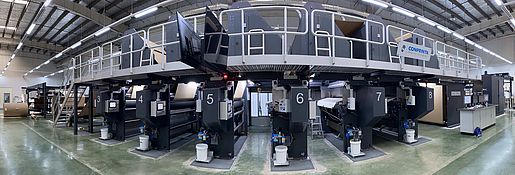 CONPRINTA IMD2200 flexo printing system in a hall.